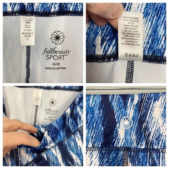 fullbeauty Sport Women's Size 26/28 Blue and White Leggings Stretch Activewear - Picture 7 of 12